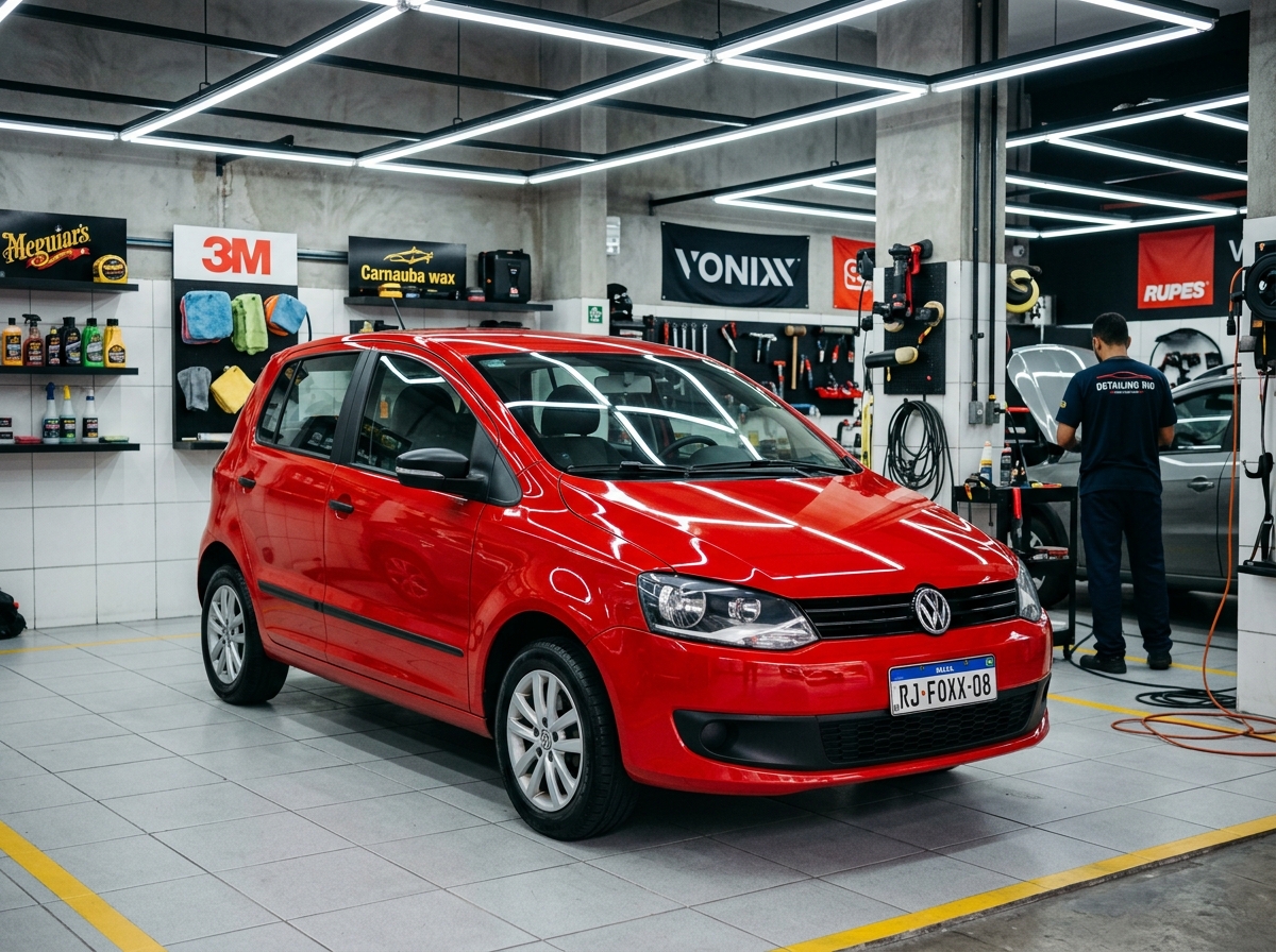 Polimento comercial de brilho no VW Fox